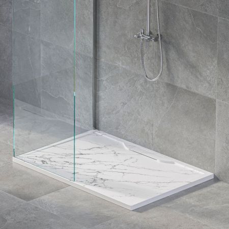 Душевой поддон прямоугольный RGW STE MW Белый мрамор (800x1000), артикул 52342810-15