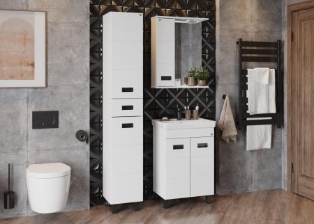 Шкаф-зеркало Onika Балтика Black 58 белый, левый, с подсветкой, артикул 205848