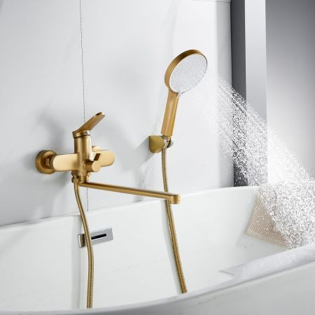 Смеситель для ванны Shevanik S4322G, золотой сатин, артикул S4322G