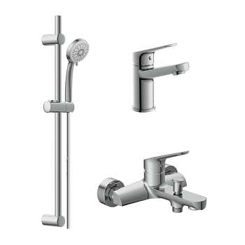 Комплект Cersanit FLAVIS 3 в 1 смеситель для ванны FLAVIS смеситель для раковины FLAVIS душевая стойка VIBE (64508)