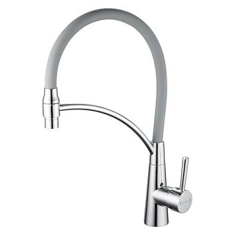 Смеситель для кухни с гибким изливом Shevanik S743-9, хром/серый