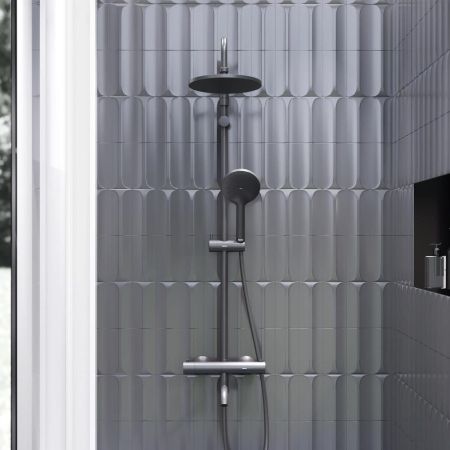 977810300 Jupiter душевая система со смесителем ТМС, ванна/душ, чёрный, артикул 977810300