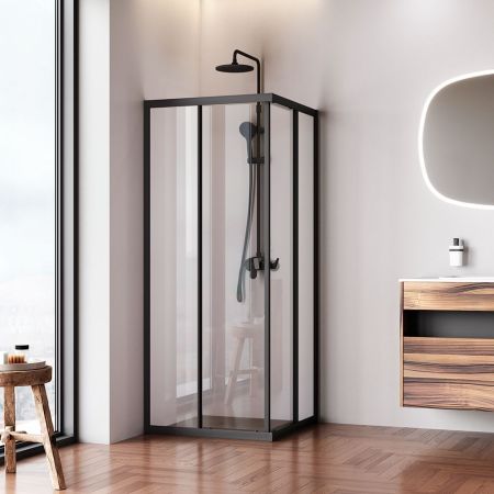 W87G-403-8080-BТ Sunny душ огражд квадратн, раздвижн двери 80x80 черный,стекло прозрачн, артикул W87G-403-8080-BT
