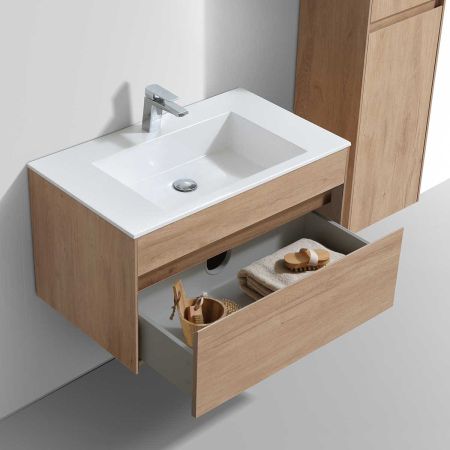 База под раковину Chiara 800 подвесная, 1 выкатной ящик soft-close, N.Oak, артикул VMC-2C800NO