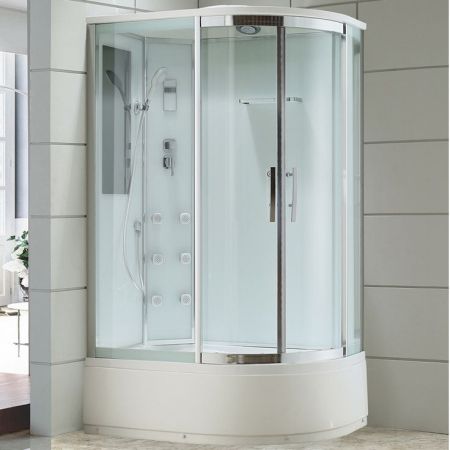 Душевая кабина Black&White Galaxy G5507-L с гидромассажем профиль Серебристый хром задняя стенка Белая