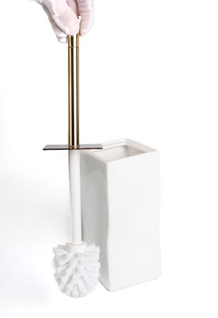 Stil Haus Prisma, напольный керамический ёрш, цвет золото - белая керамика, артикул PR796(16-BI)