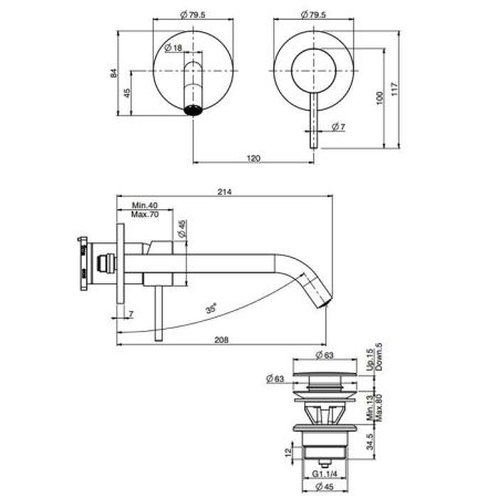 Fima Carlo Frattini Spillo Up Cмеситель для раковины, встраиваемый, излив: см., цвет: золото, артикул F3051WLX8OR