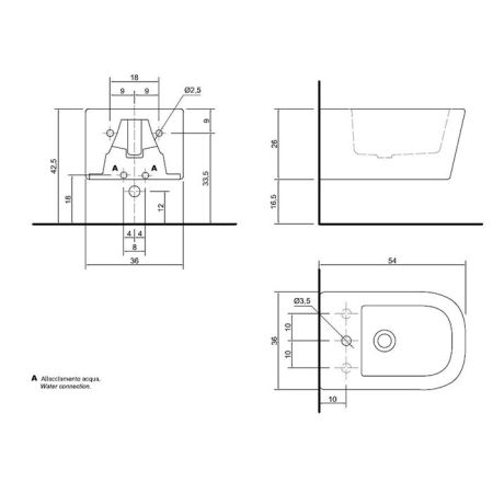 ANTONIO LUPI KOMODO Унитаз подвесной безободковый 540х360х260 мм., с крышкой-сиденьем FLAT с механизмом "soft-close", цвет белый матовый