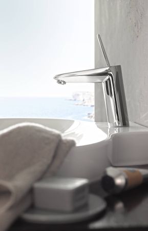 Смеситель для раковины GROHE Eurodisc Joy с донным клапаном, средний излив, хром (23427000), артикул 23427000
