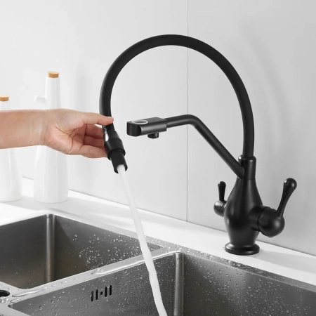 Смеситель для кухни Rose R858H, черный, артикул R858H