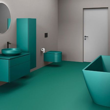 Duravit Vitrium Раковина накладная круглая 460мм, из DuroCast UltraResist-композит, без перелива и полки для смесителя , Цвет аквамарин матовый