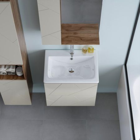 Тумба под раковину подвесная Бриклаер КРИСТАЛЛ латте, 60 см, артикул 4627125416927