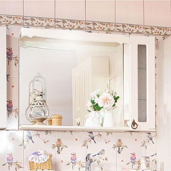 Зеркало со шкафчиком Бриклаер КАНТРИ 105S, бежевый дуб прованс