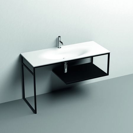 KERASAN SHAPE LOUISE Структура 1220х520 мм., напольная, нержавеющая сталь, полка белая, цвет черный матовый, артикул 9333K4