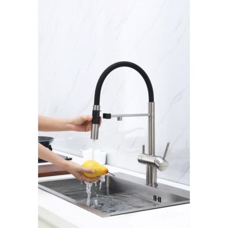 Смеситель для кухни Paulmark Magneto Ma213118-NI Никель Черный