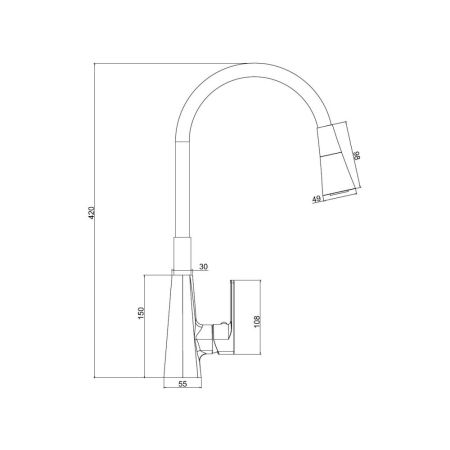 Смеситель для кухни с гибким изливом и режимом душ Haiba HB73823-7, черный, артикул HB73823-7