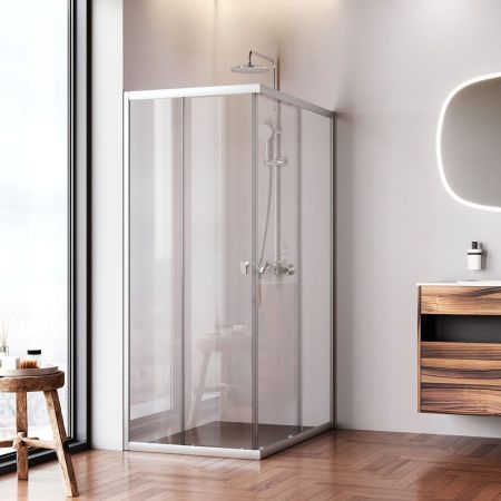 W87G-403-12080-MT Sunny душ огражд прямоугольн, раздвижн двери 120x80 серебро,стекло прозрачн