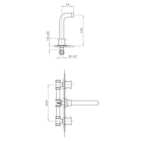 Nicolazzi Festival  Смеситель для раковины из стены, встраиваемый, цвет: BIM ручки FEF006+FEF007, артикул S2207DBIM+FEF006+FEF007