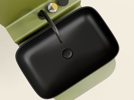 Умывальник чаша накладная прямоугольная (цвет Черный Матовый) Элемент (Element) 605x380x122мм, артикул CN6053MB