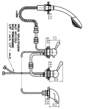 Смеситель на борт ванны Rav Slezak Dunaj L570.5PSM