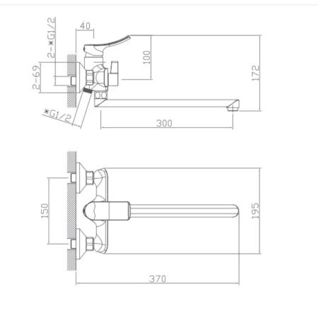 Смеситель для ванны Haiba HB22553, хром, артикул HB22553