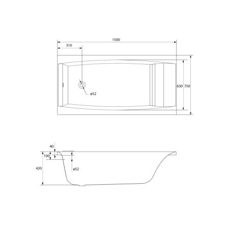 Ванна Cersanit  прямоугольная VIRGO 150x75 (63352), артикул 63352