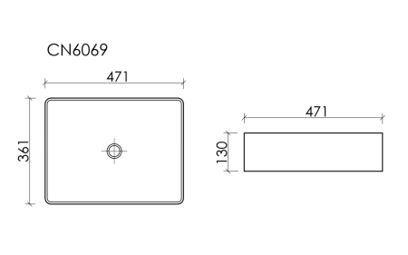 Раковина накладная прямоугольная Элемент (Element) 361x471x130, цвет черный матовый, арт.СN6069MB, артикул CN6069MB