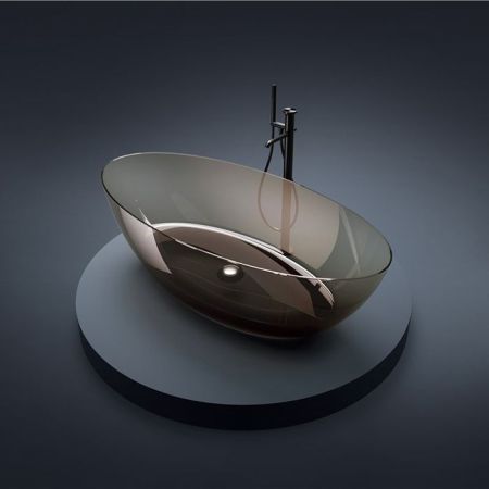 GRUPPO TREESSE CAMELIA Ванна отдельностоящая 1800х850х500 мм.,без перелива, объем 300л, сифон, цвет и материал SMOKEY TRANSPARENT RESIN, артикул V047FU