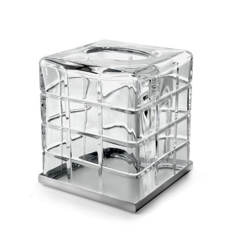 Контейнер для бумажных салфеток, 3SC, Palace, настольный, ширина, мм-130, глубина, мм-130, высота, мм-150, материал-прозрачный хрусталь, цвет-никель сатинированный черный матовый, артикул PA71ACRCFSM