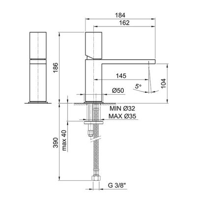 Fantini Milano Смеситель для раковины, 1 отв., без донного клапана, излив 145мм, цвет: хром, артикул 31 02 3003WF