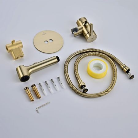 Гигиенический душ со смесителем Rose R235G, золотой сатин