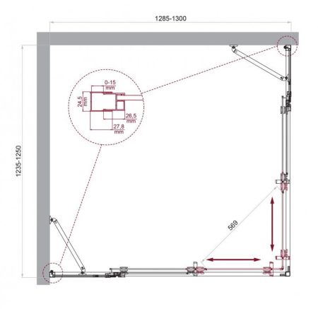 Душевой уголок BELBAGNO LUCE-AH-22 арт. LUCE-AH-22-120/100-P-Cr, артикул LUCE-AH-22-120/100-P-Cr