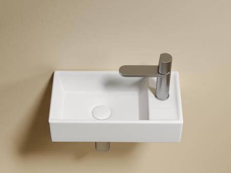 Умывальник подвесной прямоугольный (чаша слева, отверстие под смеситель справа) цвет белый матовый Элемент (Element) 407x217x100, артикул CN6051LMW