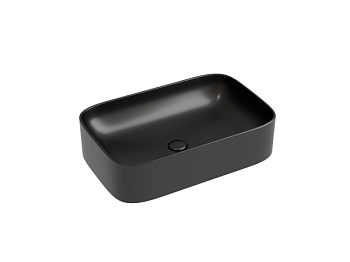 Умывальник чаша накладная прямоугольная (цвет Черный Матовый) Элемент (Element) 605x380x122мм