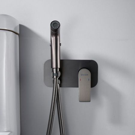 Гигиенический душ со смесителем Shevanik S4105T, оружейная сталь, артикул S4105T