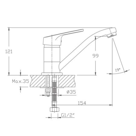 Смеситель для кухни Haiba HB4516, хром