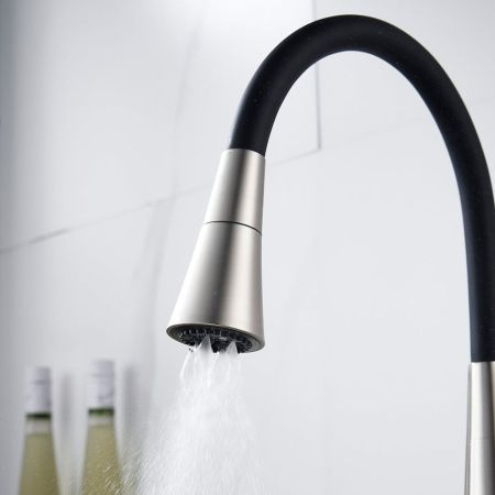 Смеситель для кухни с гибким изливом и режимом "душ" Rose R213L, сатин