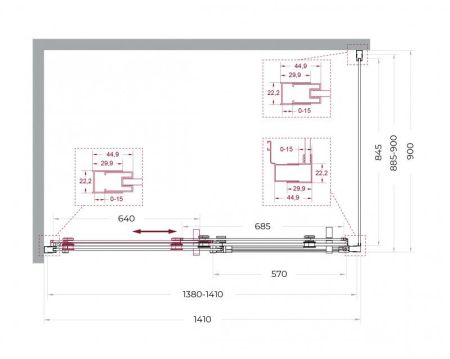 MARINO-2-AH-1-140/90-C-GM Душевой уголок, артикул MARINO-2-AH-1-140/90-C-GM