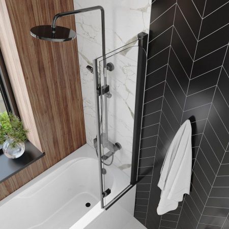 Шторка на ванну 80х140 см Maretti Valentina VA41R8014097-560, профиль черный, артикул VA41R8014097-560