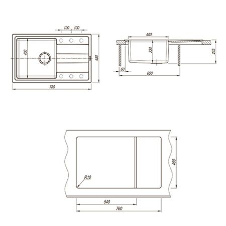 Кухонная мойка Florentina КОМБИ 21.395.D0780.302, антрацит, артикул 21.395.D0780.302