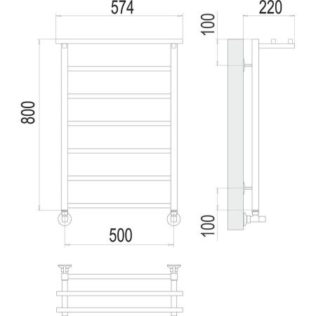 Полотенцесушитель водяной с полкой Terminus Контур П7 50х80, артикул 4670078529718