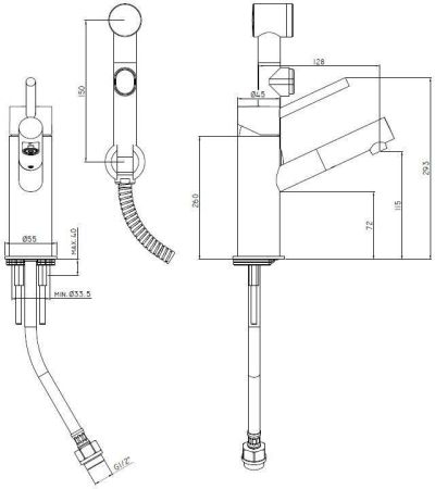 Смеситель с гигиеническим душем Paffoni Birillo BI069CRD, артикул BI069CRD