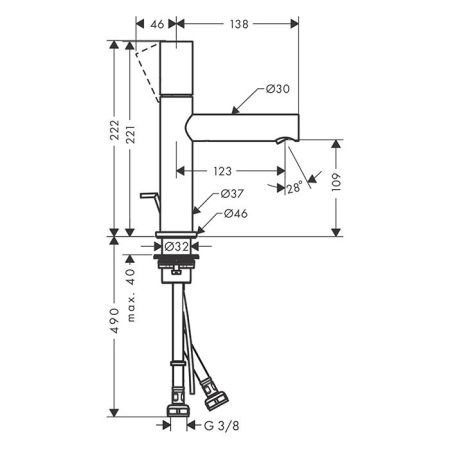 AX Uno Смеситель для раковины 110, Zero, цвет шлифованное золото, артикул 45001250