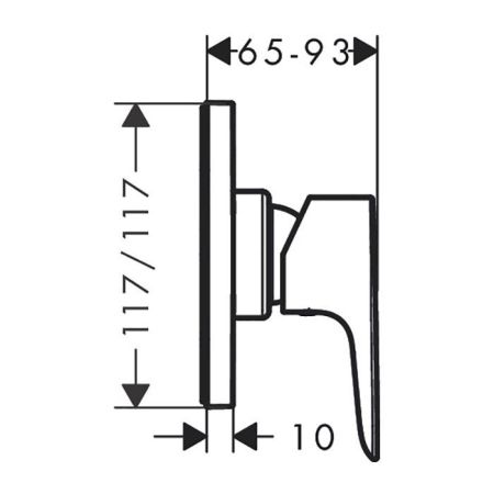 Смеситель для душа, Hansgrohe, Talis E, на 1 потребитель, тип открывания воды-однорычажный, тип регулирования воды-керамический картридж, монтаж-настенный встраиваемый, отверстия для монтажа-1, внутренняя часть-необходимо заказать, цвет-хром, артикул 71764000