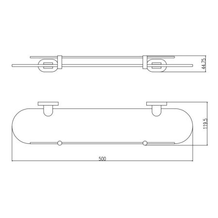 Полка стеклянная Rav Slezak YUKON YUA0900/50, хром, артикул YUA0900/50