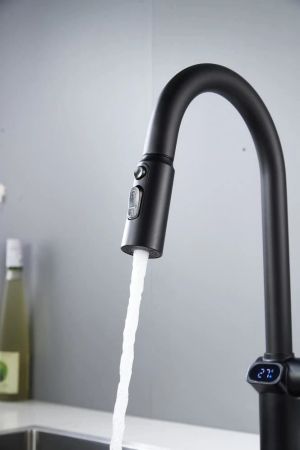 Смеситель для кухни с индикатором температуры Knotlor KN-100/BL, черный, артикул KN-100/BL