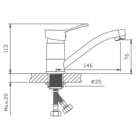 Смеситель для кухни Cron CN4514-2, хром, артикул CN4514-2