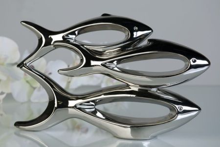 Casablanca, фигурка керамическая "Рыбы", цвет серебристый, артикул 76955