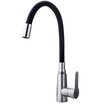 Смеситель для кухни с гибким изливом FASHUN A54301-7, сатин/черный