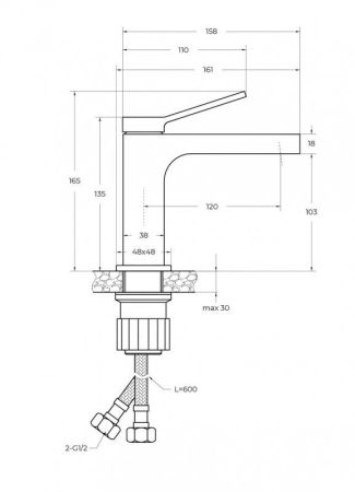 ALBANO Смеситель для раковины без донного клапана, хром ALBANO-LVM-CRM-W0, артикул ALBANO-LVM-CRM-W0